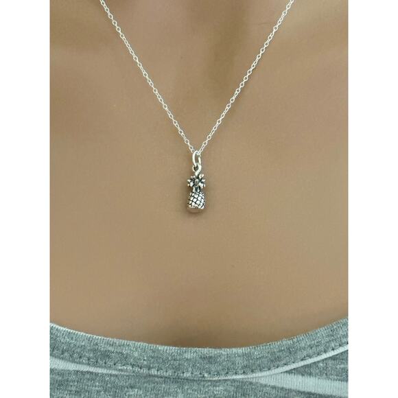 Sterling Silver 3D Oxidized Pineapple Necklace - Picture 1 of 5